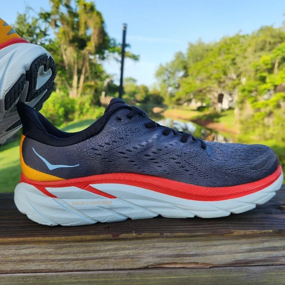 SOLD!! HOKA Men's Clifton 8 Gray Road Running/Walking Sneakers Shoes Size 11 D - Picture 8 of 16